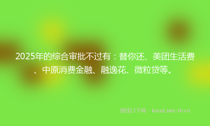 2025年的综合审批不过有：替你还、美团生活费、中原消费金融、融逸花、微粒贷等。