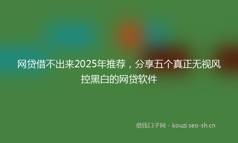 网贷借不出来2025年推荐，分享五个真正无视风控黑白的网贷软件