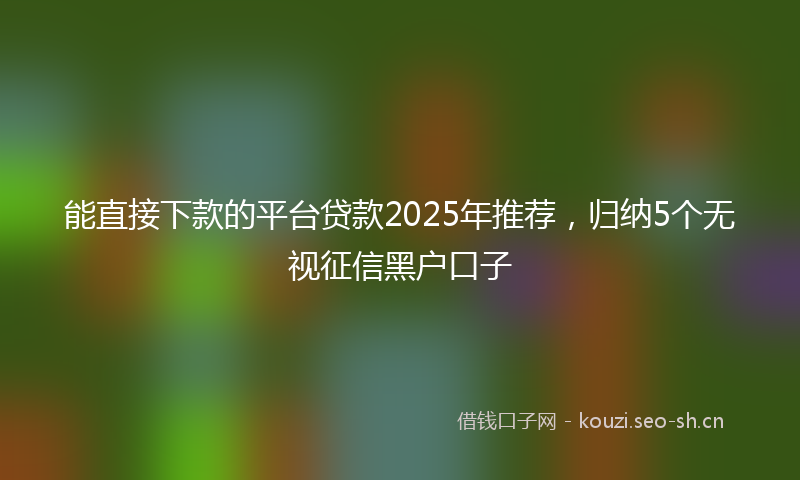 能直接下款的平台贷款2025年推荐，归纳5个无视征信黑户口子