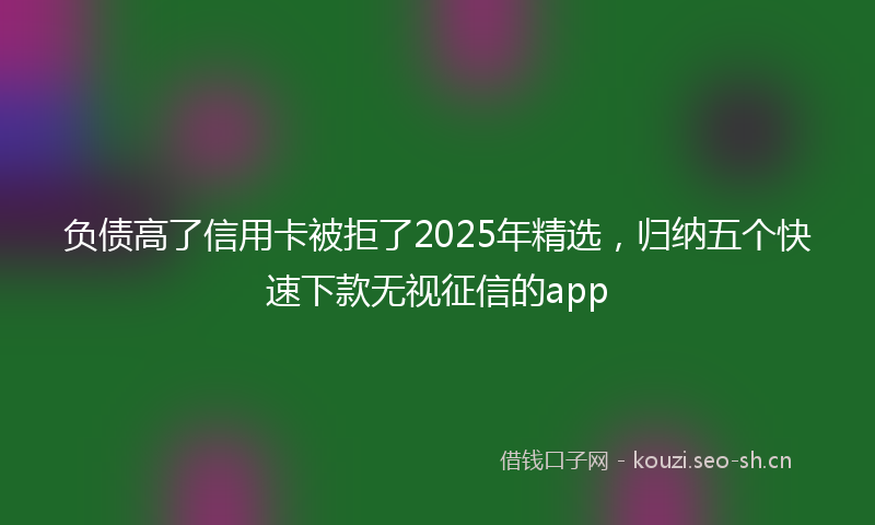 负债高了信用卡被拒了2025年精选，归纳五个快速下款无视征信的app