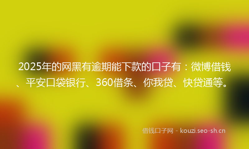 2025年的网黑有逾期能下款的口子有：微博借钱、平安口袋银行、360借条、你我贷、快贷通等。