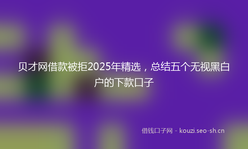 贝才网借款被拒2025年精选，总结五个无视黑白户的下款口子