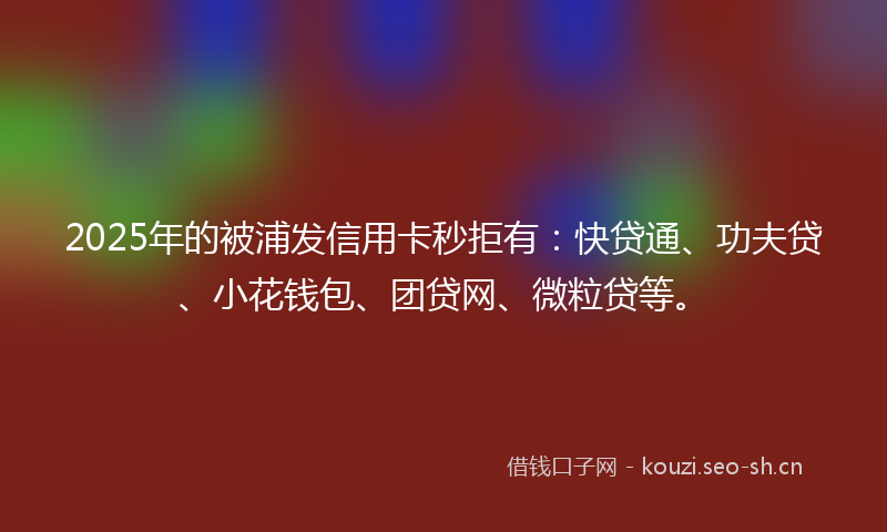 2025年的被浦发信用卡秒拒有：快贷通、功夫贷、小花钱包、团贷网、微粒贷等。