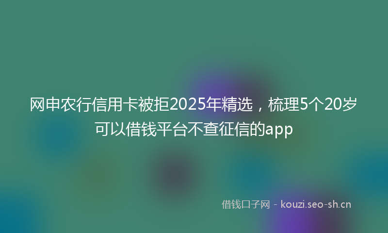 网申农行信用卡被拒2025年精选，梳理5个20岁可以借钱平台不查征信的app