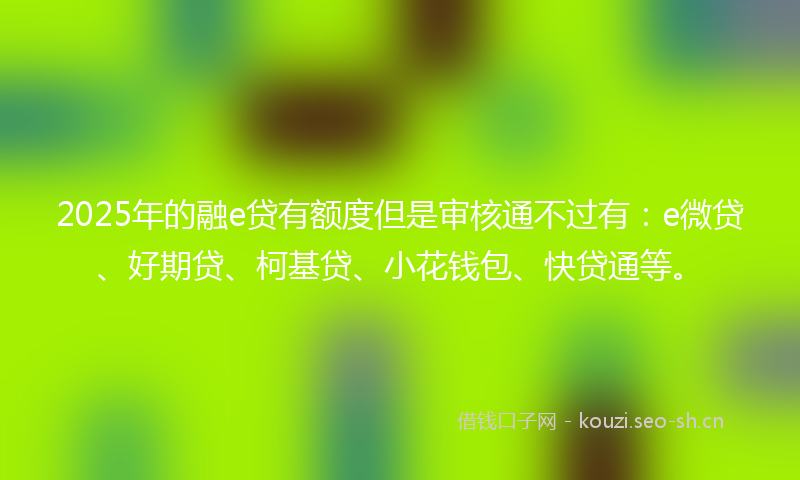 2025年的融e贷有额度但是审核通不过有：e微贷、好期贷、柯基贷、小花钱包、快贷通等。