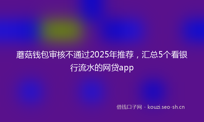 蘑菇钱包审核不通过2025年推荐，汇总5个看银行流水的网贷app