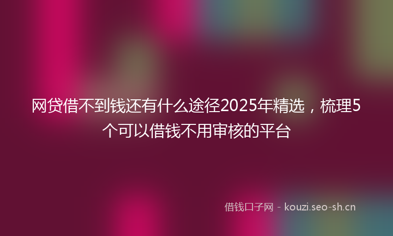 网贷借不到钱还有什么途径2025年精选，梳理5个可以借钱不用审核的平台