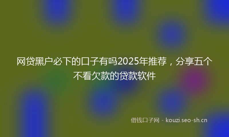 网贷黑户必下的口子有吗2025年推荐，分享五个不看欠款的贷款软件