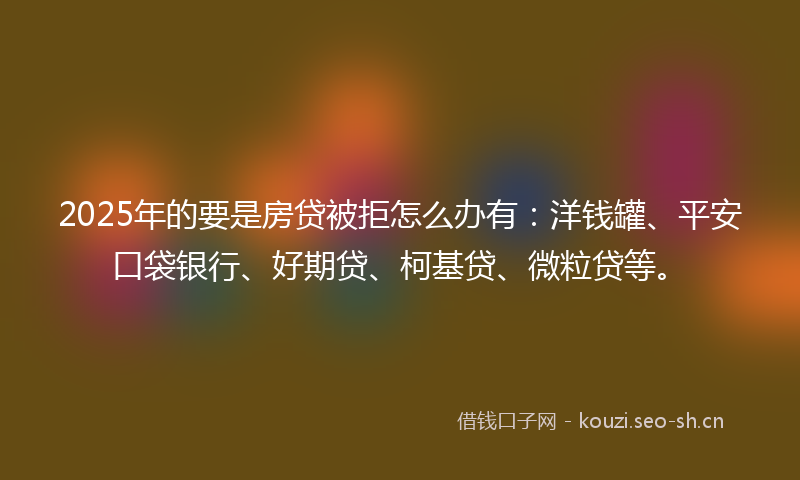 2025年的要是房贷被拒怎么办有：洋钱罐、平安口袋银行、好期贷、柯基贷、微粒贷等。