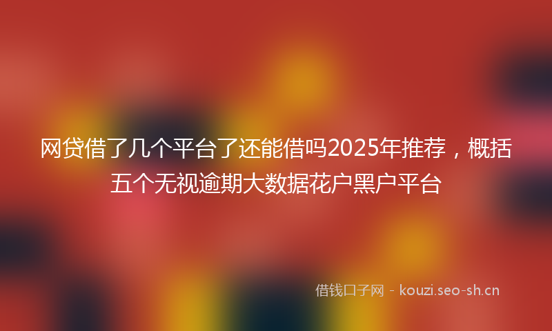 网贷借了几个平台了还能借吗2025年推荐，概括五个无视逾期大数据花户黑户平台