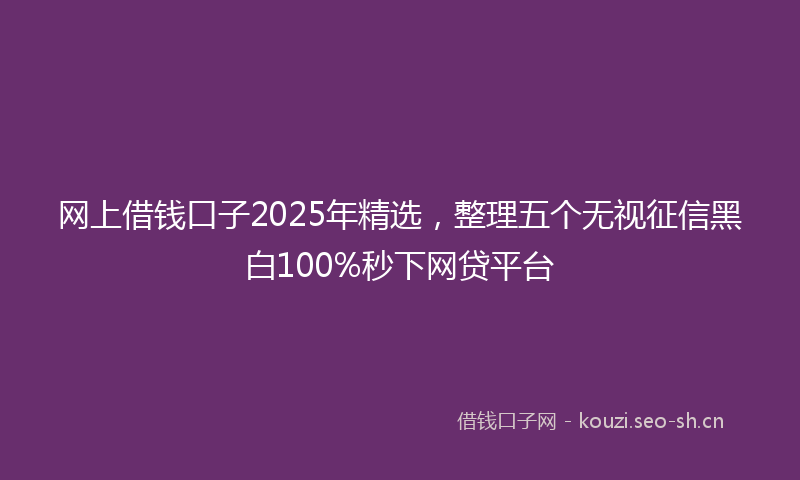网上借钱口子2025年精选，整理五个无视征信黑白100%秒下网贷平台