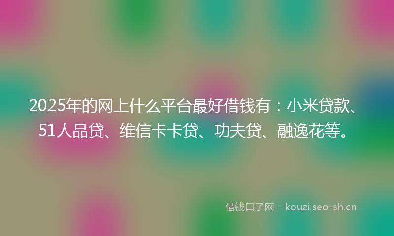 2025年的网上什么平台最好借钱有：小米贷款、51人品贷、维信卡卡贷、功夫贷、融逸花等。