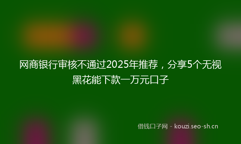 网商银行审核不通过2025年推荐，分享5个无视黑花能下款一万元口子