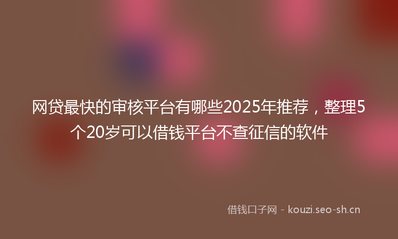 网贷最快的审核平台有哪些2025年推荐，整理5个20岁可以借钱平台不查征信的软件