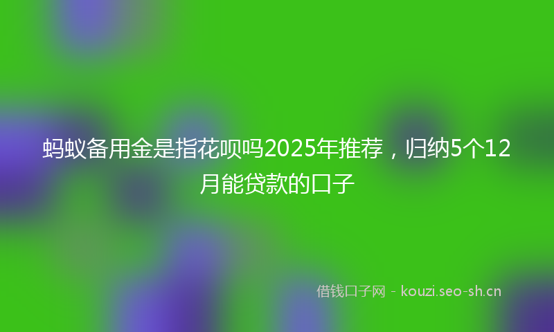 蚂蚁备用金是指花呗吗2025年推荐，归纳5个12月能贷款的口子