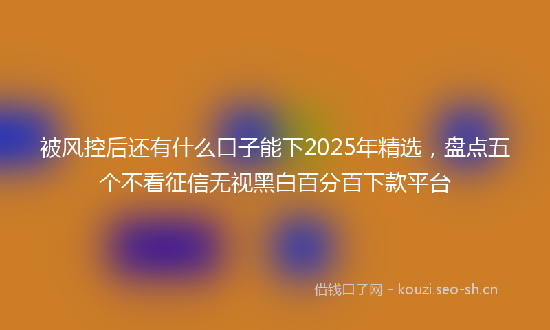 被风控后还有什么口子能下2025年精选，盘点五个不看征信无视黑白百分百下款平台
