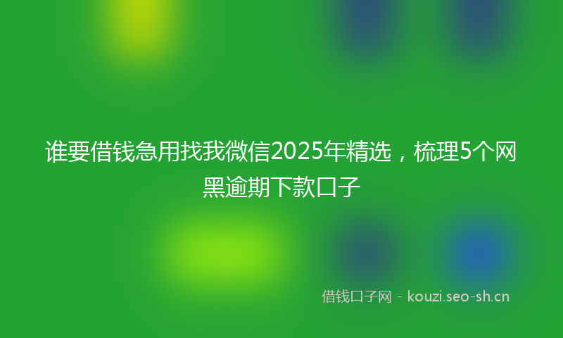 谁要借钱急用找我微信2025年精选，梳理5个网黑逾期下款口子