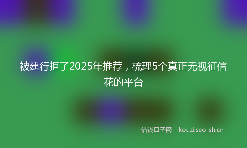 被建行拒了2025年推荐，梳理5个真正无视征信花的平台