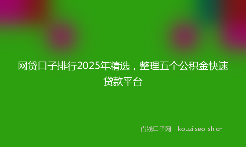 网贷口子排行2025年精选，整理五个公积金快速贷款平台