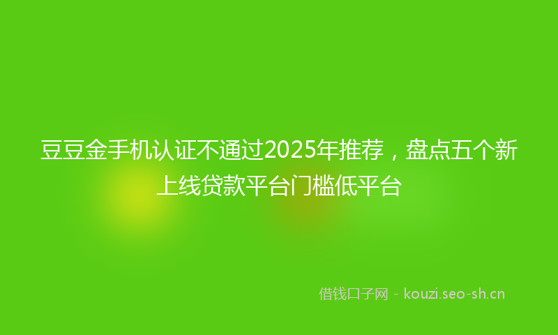 豆豆金手机认证不通过2025年推荐，盘点五个新上线贷款平台门槛低平台
