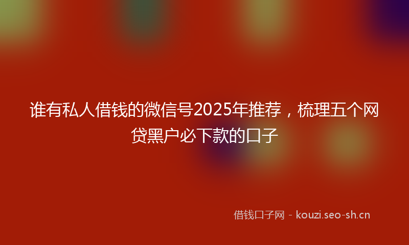 谁有私人借钱的微信号2025年推荐，梳理五个网贷黑户必下款的口子