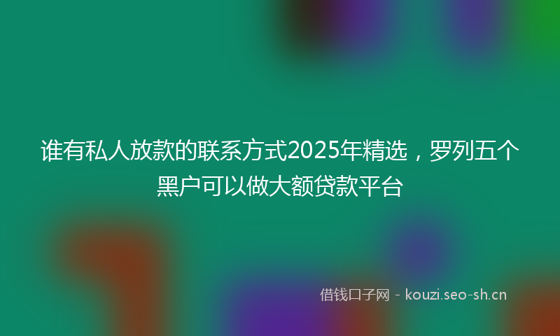谁有私人放款的联系方式2025年精选，罗列五个黑户可以做大额贷款平台