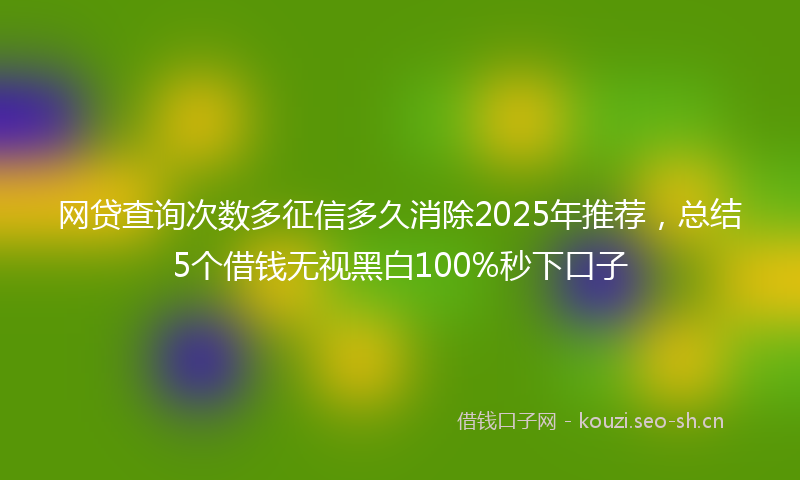 网贷查询次数多征信多久消除2025年推荐，总结5个借钱无视黑白100%秒下口子