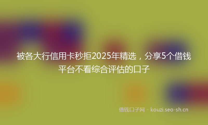 被各大行信用卡秒拒2025年精选，分享5个借钱平台不看综合评估的口子