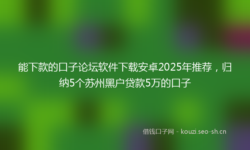 能下款的口子论坛软件下载安卓2025年推荐，归纳5个苏州黑户贷款5万的口子
