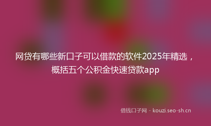 网贷有哪些新口子可以借款的软件2025年精选，概括五个公积金快速贷款app