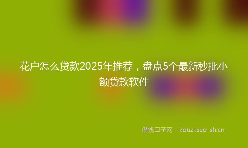 花户怎么贷款2025年推荐，盘点5个最新秒批小额贷款软件