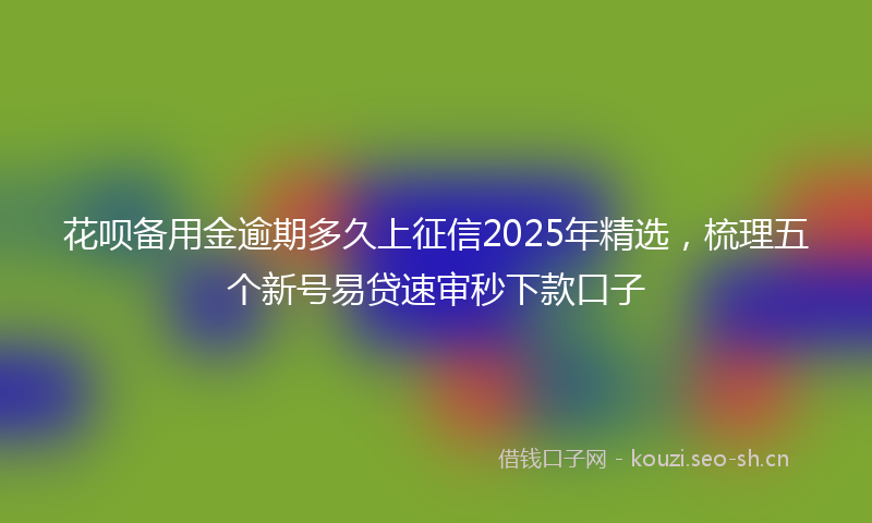 花呗备用金逾期多久上征信2025年精选，梳理五个新号易贷速审秒下款口子