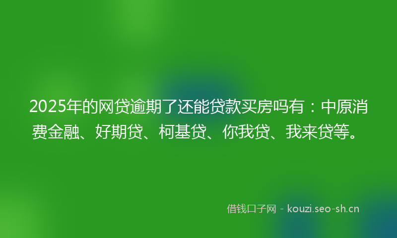 2025年的网贷逾期了还能贷款买房吗有：中原消费金融、好期贷、柯基贷、你我贷、我来贷等。