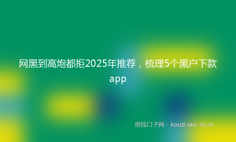 网黑到高炮都拒2025年推荐，梳理5个黑户下款app