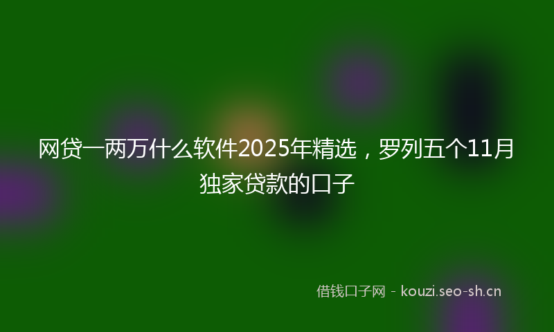 网贷一两万什么软件2025年精选，罗列五个11月独家贷款的口子