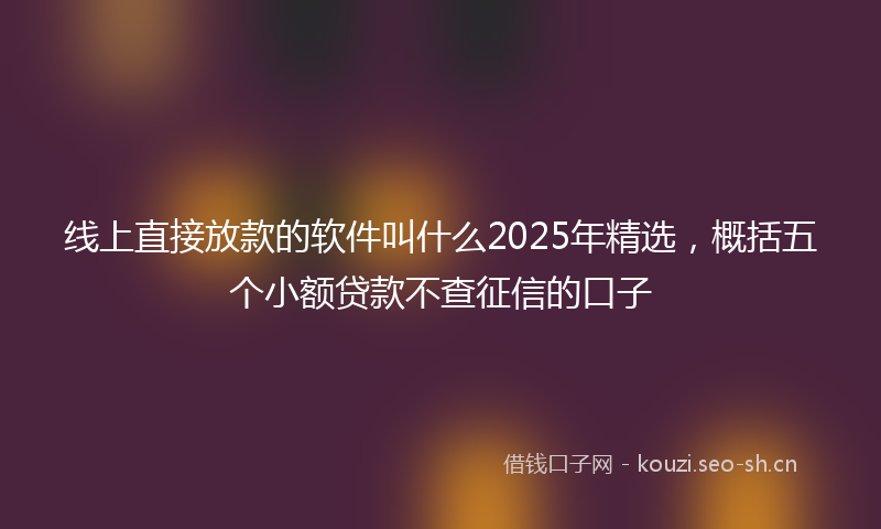 线上直接放款的软件叫什么2025年精选，概括五个小额贷款不查征信的口子
