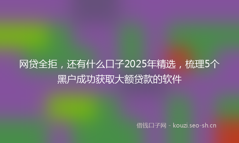 网贷全拒，还有什么口子2025年精选，梳理5个黑户成功获取大额贷款的软件
