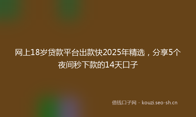 网上18岁贷款平台出款快2025年精选，分享5个夜间秒下款的14天口子