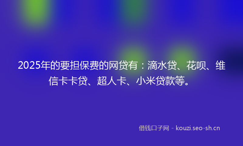 2025年的要担保费的网贷有：滴水贷、花呗、维信卡卡贷、超人卡、小米贷款等。