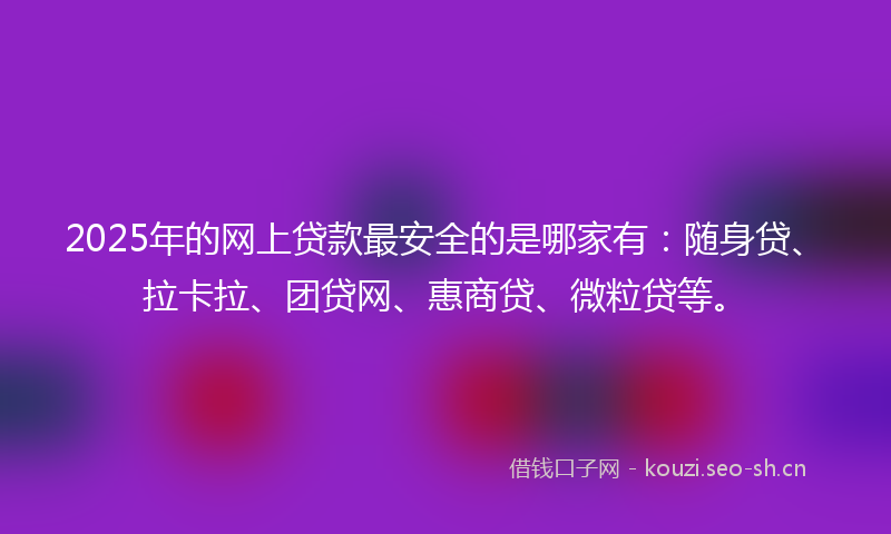 2025年的网上贷款最安全的是哪家有：随身贷、拉卡拉、团贷网、惠商贷、微粒贷等。
