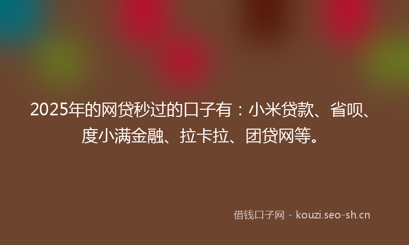 2025年的网贷秒过的口子有：小米贷款、省呗、度小满金融、拉卡拉、团贷网等。