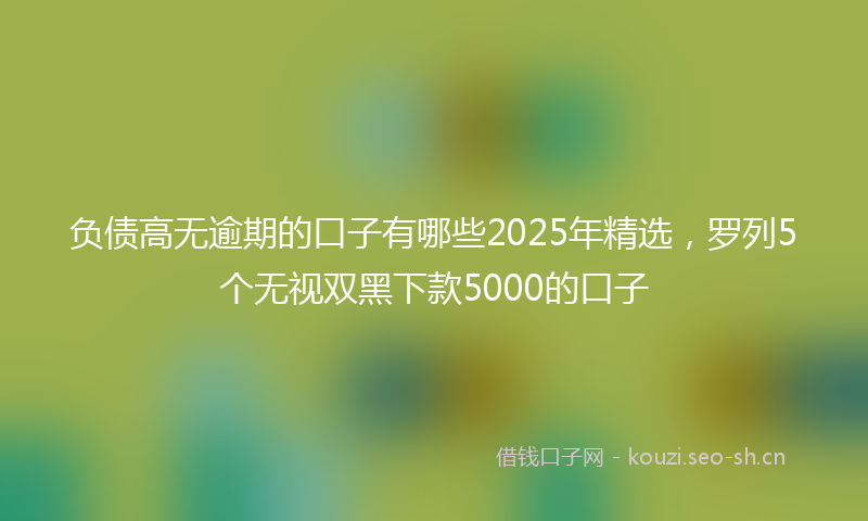 负债高无逾期的口子有哪些2025年精选，罗列5个无视双黑下款5000的口子