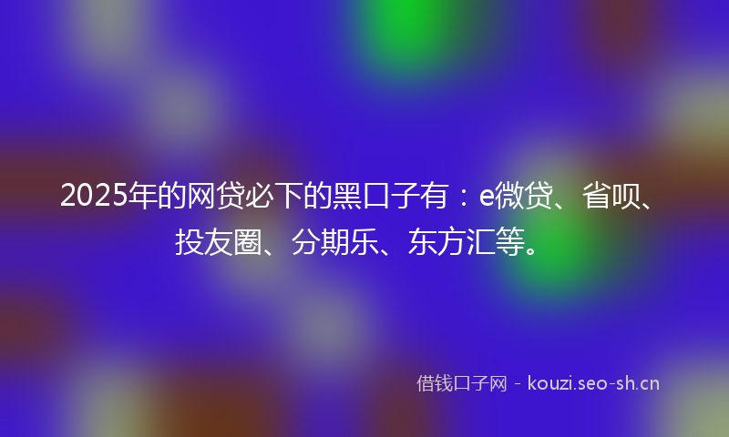 2025年的网贷必下的黑口子有：e微贷、省呗、投友圈、分期乐、东方汇等。