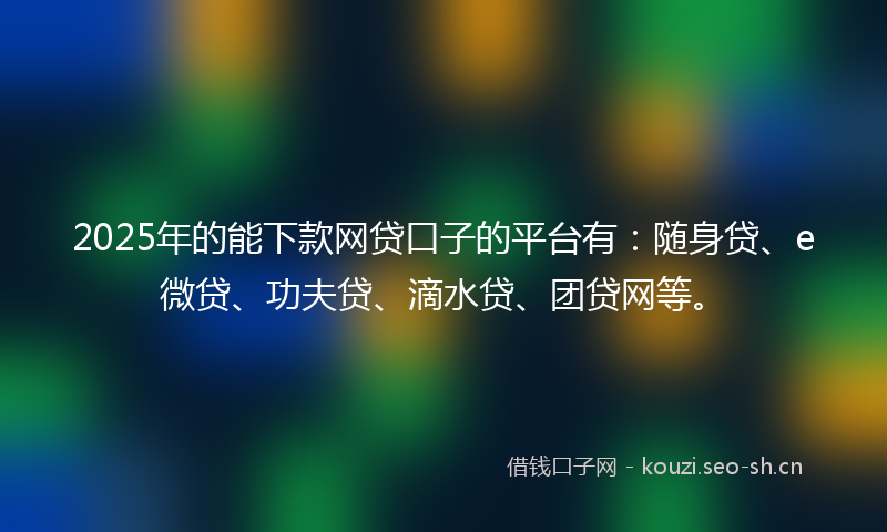 2025年的能下款网贷口子的平台有：随身贷、e微贷、功夫贷、滴水贷、团贷网等。