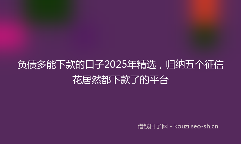 负债多能下款的口子2025年精选，归纳五个征信花居然都下款了的平台