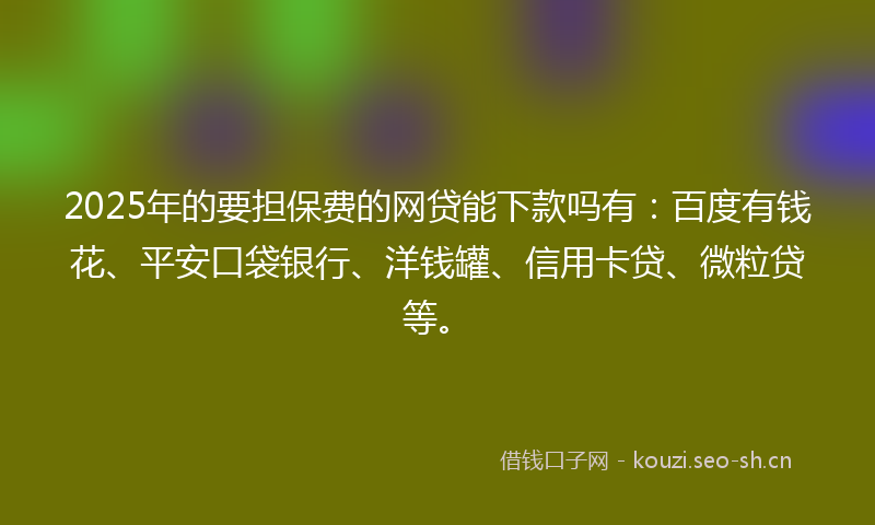 2025年的要担保费的网贷能下款吗有：百度有钱花、平安口袋银行、洋钱罐、信用卡贷、微粒贷等。