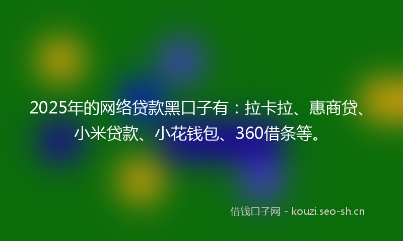 2025年的网络贷款黑口子有：拉卡拉、惠商贷、小米贷款、小花钱包、360借条等。