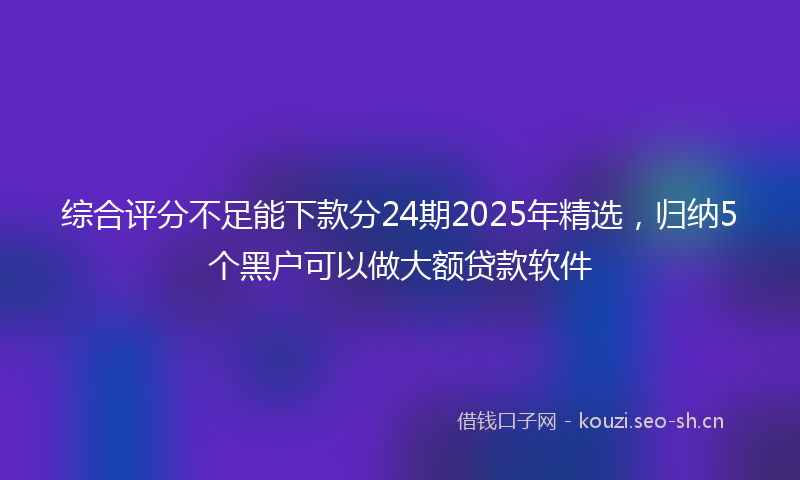 综合评分不足能下款分24期2025年精选，归纳5个黑户可以做大额贷款软件