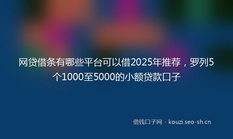 网贷借条有哪些平台可以借2025年推荐，罗列5个1000至5000的小额贷款口子