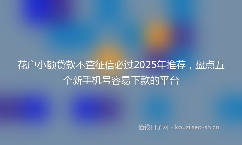 花户小额贷款不查征信必过2025年推荐，盘点五个新手机号容易下款的平台